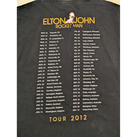 Elton John Rocket Man 2012 Tour Men's 2XL Black Concert T-Shirt The Definitive - Picture 3 of 5